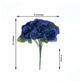 12inches Navy Blue Artificial Velvet-Like Fabric Rose Flower Bouquet Bush