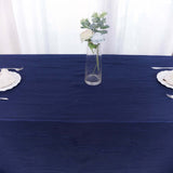 90x156Inch Navy Blue Accordion Crinkle Taffeta Rectangular Tablecloth