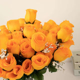 12 Bushes | Orange Artificial Premium Silk Flower Rose Bud Bouquets
