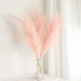 3 Stems | Dusty Rose Artificial Pampas Grass Plant Sprays, Faux Branches Vase Flower Arrangement