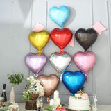 2 Pack | 15inch 4D Metallic Red Heart Mylar Foil Helium or Air Balloons