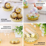 12 Pack | Gold Crown Party Favor Gift Boxes, Candy Treat Containers With Clear Dome Lid- 4Inch