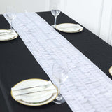 12x108inch White 3D Leaf Petal Taffeta Fabric Table Runner