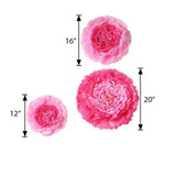 6 Multi Size Pack | Carnation Pink/Fuchsia 3D Wall Flowers Giant Tissue Paper Flowers - 12",16",20"