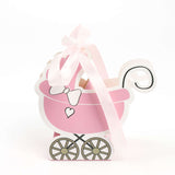 25 Pack | Pink Baby Paper Stroller Party Favor Gift Boxes, Cardstock Carriage