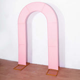 8ft Pink Spandex Fitted Open Arch Wedding Arch Cover, Double-Sided U-Shaped Backdrop Slipcover