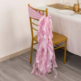 5 Pack Pink Curly Willow Chiffon Satin Chair Sashes