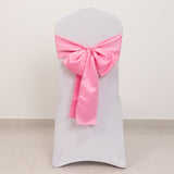 5 Pack Pink Lamour Satin Chair Sashes, Chair Bows - 6x106inch