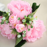 12inch Pink Artificial Silk Peonies Bouquet, Faux Peony Spray Bush