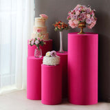 Set of 5 Fuchsia Cylinder Stretch Fitted Pedestal Pillar Prop Covers