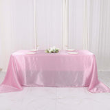 90x132Inch Pink Satin Seamless Rectangular Tablecloth