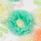Set of 21 Tissue Paper Flowers Pom Poms Decor Kit – Cream Peach 3D Chrysanth Floral Wall#whtbkgd