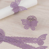 12 Pack Lavender 3D Butterfly Shimmery Paper Napkin Holders, Laser Cut Disposable Napkin Rings Bands