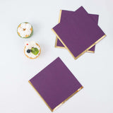 50 Pack | 2 Ply Soft Purple With Gold Foil Edge Dinner Paper Napkins