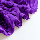 90" x 156" Purple Grandiose Rosette 3D Satin Rectangle Tablecloth