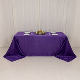 90x132inch Purple Seamless Lamour Satin Rectangle Tablecloth for 6 Foot Table