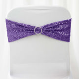 5 pack | 6x15 Purple Sequin Spandex Chair Sash