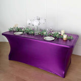 6FT Metallic Purple Rectangular Stretch Spandex Table Cover