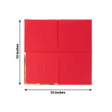 50 Pack | 2 Ply Soft Red With Gold Foil Edge Dinner Paper Napkins