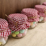 6inch Red / White Gingham Mason Jar Cloth Lid Covers, Checkered Jam Jar Covers with Jute String