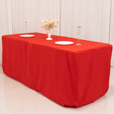 Red Fitted Premium Polyester Rectangle Tablecloth 6ft Table Cover