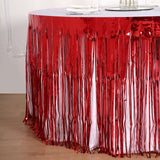 Metallic Foil Fringe Table Skirt, Self Adhesive Party Table Skirt - Red