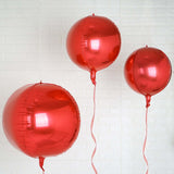 2 Pack | 18inch 4D Metallic Red Sphere Mylar Foil Helium or Air Balloons