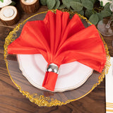 5 Pack Red Striped Satin Linen Napkins, Wrinkle-Free Reusable Wedding Napkins