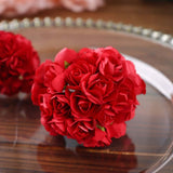 144 Pack | Red Paper Mini Craft Roses, DIY Craft Flowers With Wired Stem