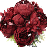 2 Pack | 19inch Burgundy Artificial Peony Flower Wedding Bouquets