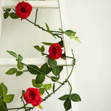 6ft | Red Real Touch Artificial Rose & Leaf Flower Garland Vine