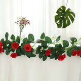 6ft | 20 Red Artificial Silk Roses Flower Garland, Hanging Vine