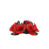 4 Pack | 3inches Red Artificial Silk Rose Flower Candle Ring Wreaths