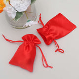 12 Pack | 4x6inch Red Satin Drawstring Wedding Party Favor Gift Bags