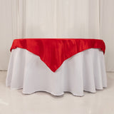 Red Seamless Lamour Satin Square Table Overlay - 54inch