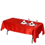 60"x102" Red Smooth Satin Rectangular Tablecloth