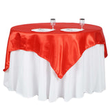 60"x 60" Red Seamless Satin Square Tablecloth Overlay