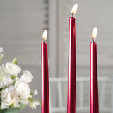 12 Pack | Metallic Red 10inch Premium Wax Taper Candles, Unscented Candles