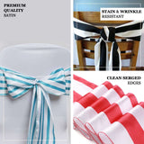 5 Pack | 6" x 108 " | Red & White | Stripe Satin Chair Sashes