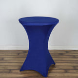 Royal Blue Highboy Spandex Cocktail Table Cover, Fitted Stretch Tablecloth for 24"-32" Dia Tables