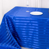 90x132inch Royal Blue Satin Stripe Seamless Rectangular Tablecloth