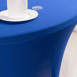 Royal Blue Stretch Spandex Fitted Round Tablecloth 60 in for 5 Foot Tables