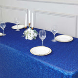 6ft Royal Blue Metallic Shimmer Tinsel Spandex Table Cover, Rectangular Fitted Tablecloth