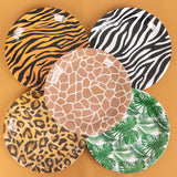 60 Pcs Animal Safari Print Disposable Dinnerware Set, Jungle Theme