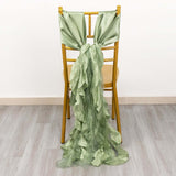 5 Pack Sage Green Curly Willow Chiffon Satin Chair Sashes