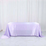 90inch x 132inch Lavender Lilac Satin Seamless Rectangular Tablecloth