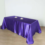 90x156 Purple Satin Rectangular Tablecloth