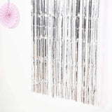 8ft Silver Metallic Tinsel Foil Fringe Doorway Curtain Party Backdrop