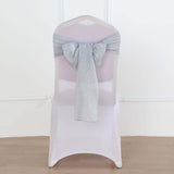 5 Pack | Silver Linen Chair Sashes, Slubby Textured Wrinkle Resistant Sashes