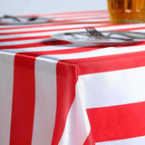 90"x156" | Stripe Satin Rectangle Tablecloth | Red & White | Seamless